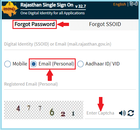 Forgot SSO ID Password